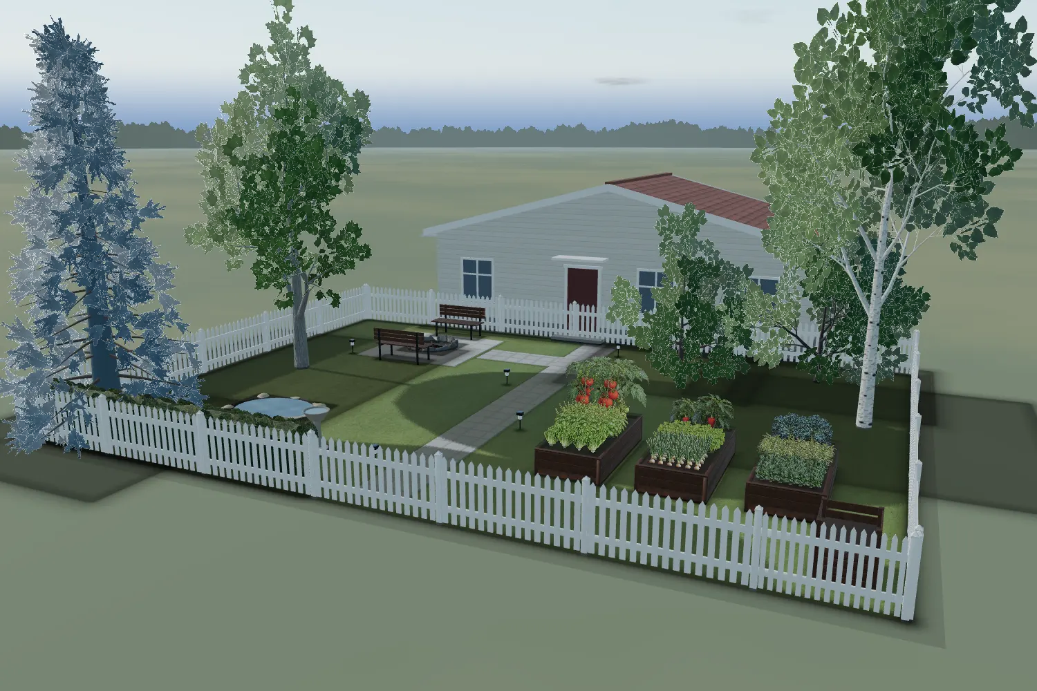 The Family Garden in the GrowDraft 3D view, the view the render was made from