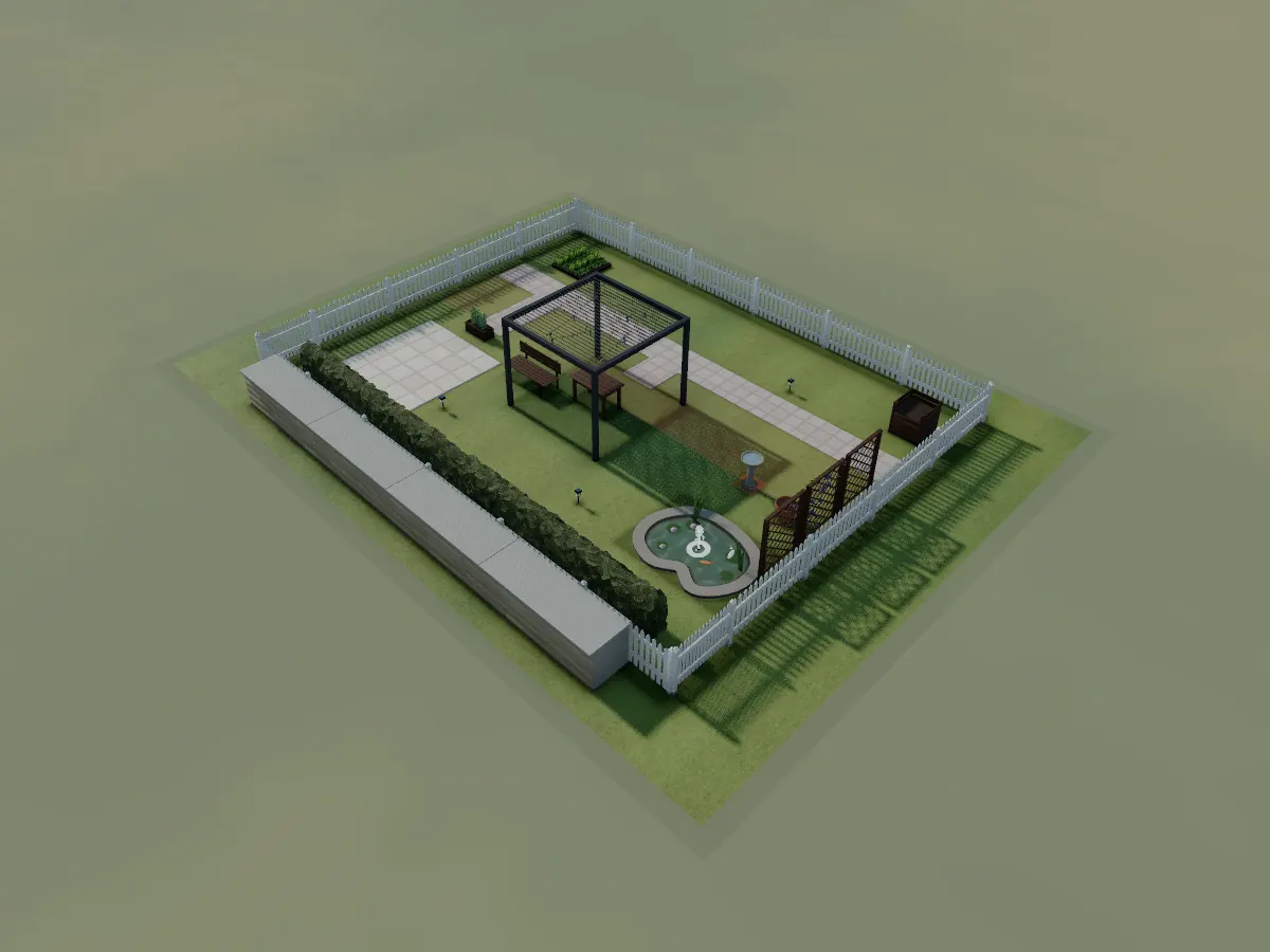 Beds, hardscaping, structures and your plot's real outline, to the centimetre.